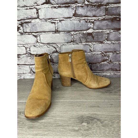 Tory Burch Tan Suede Leather Side Zipper High Heel Booties Women Sz 7.5M US/38EU - Picture 9 of 16